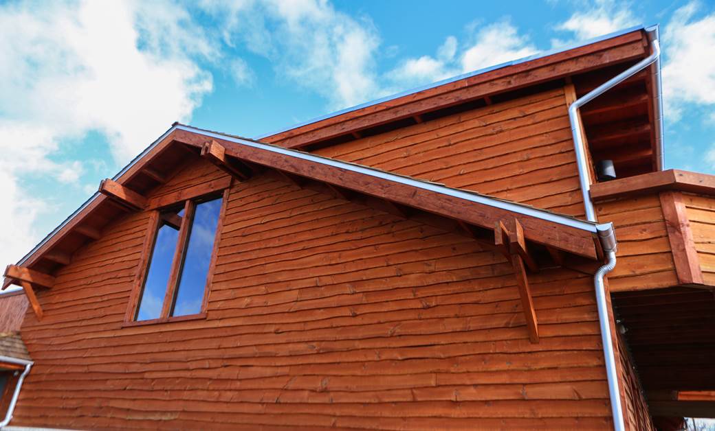 Wavy edge siding on the exterior of a restaurant.
