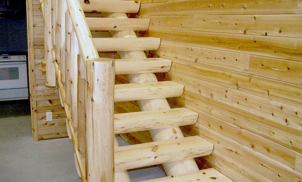 Milled Half Log Staircase