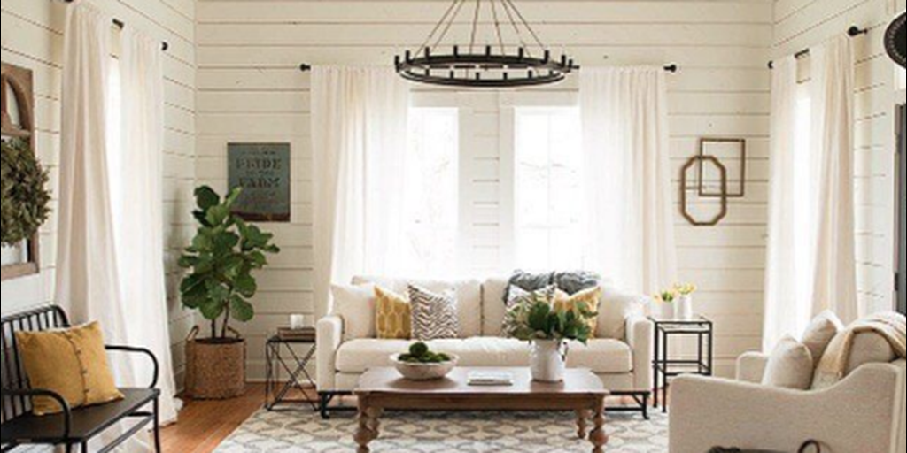 Country white stain on wood paneling in living room.