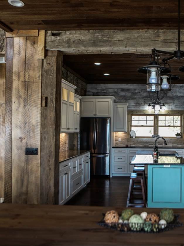 Circle sawn wood siding from Northern Log Supply used in kitchen