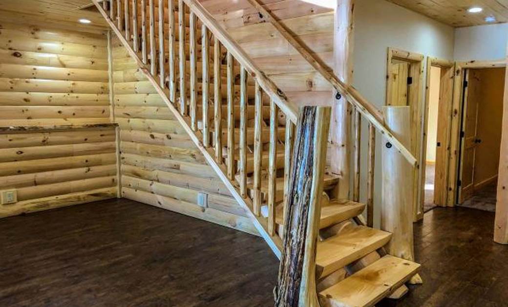 Milled log staircase
