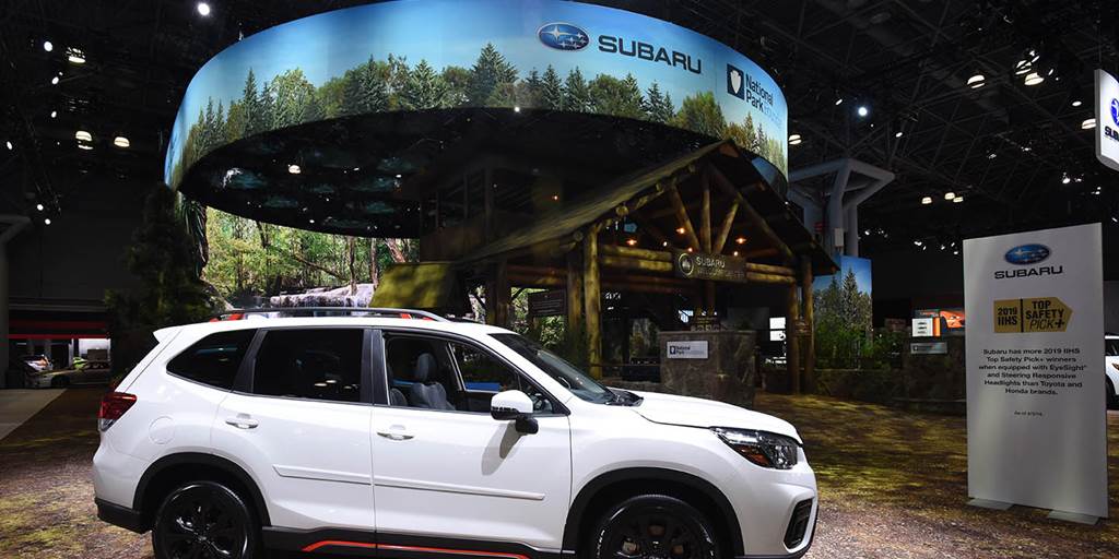 New York International Auto Show Subaru display feature.