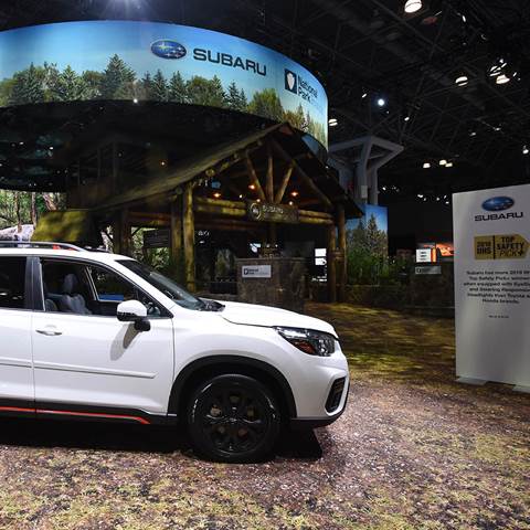 New York International Auto Show Subaru display feature.