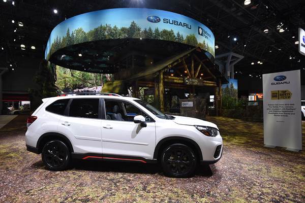 New York International Auto Show Subaru display feature.