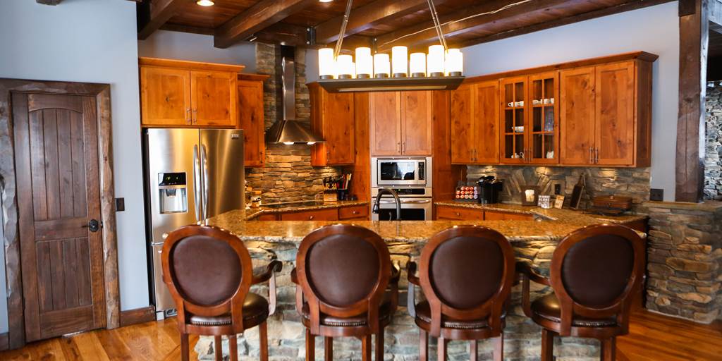Log cabin kitchen.
