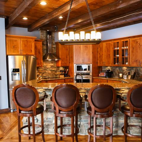 Log cabin kitchen.
