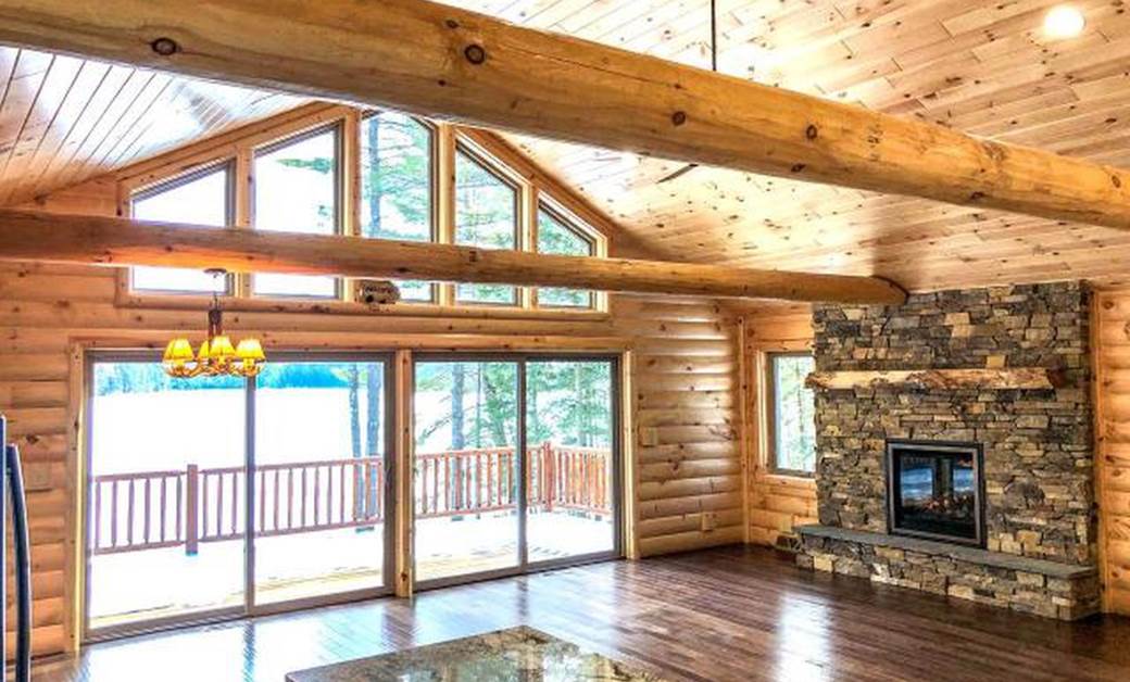 Pine paneling and pine log siding