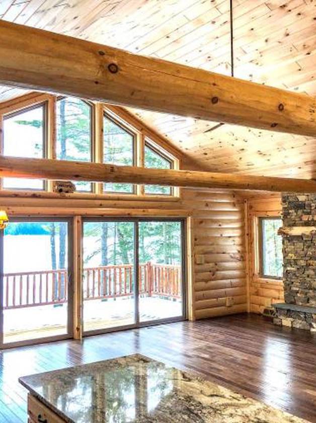 Pine paneling and pine log siding