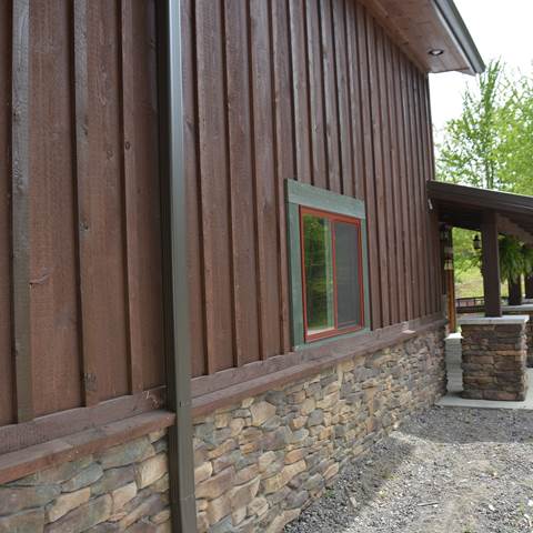 Board and batten siding on home.